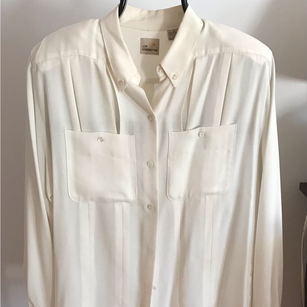 Liz Claiborne Cream Button-Down Shirt